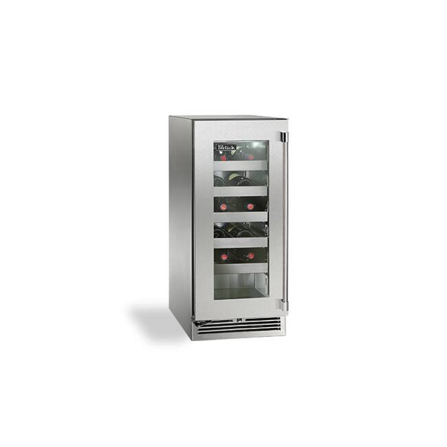Perlick 15 Inch Wide 20 Bottle Capacity Built-In Wine Cooler with Left - Stainless Steel Framed Glass