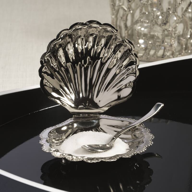 Cap Ferrat Fan Shell Lidded Bowl w/ Spoon