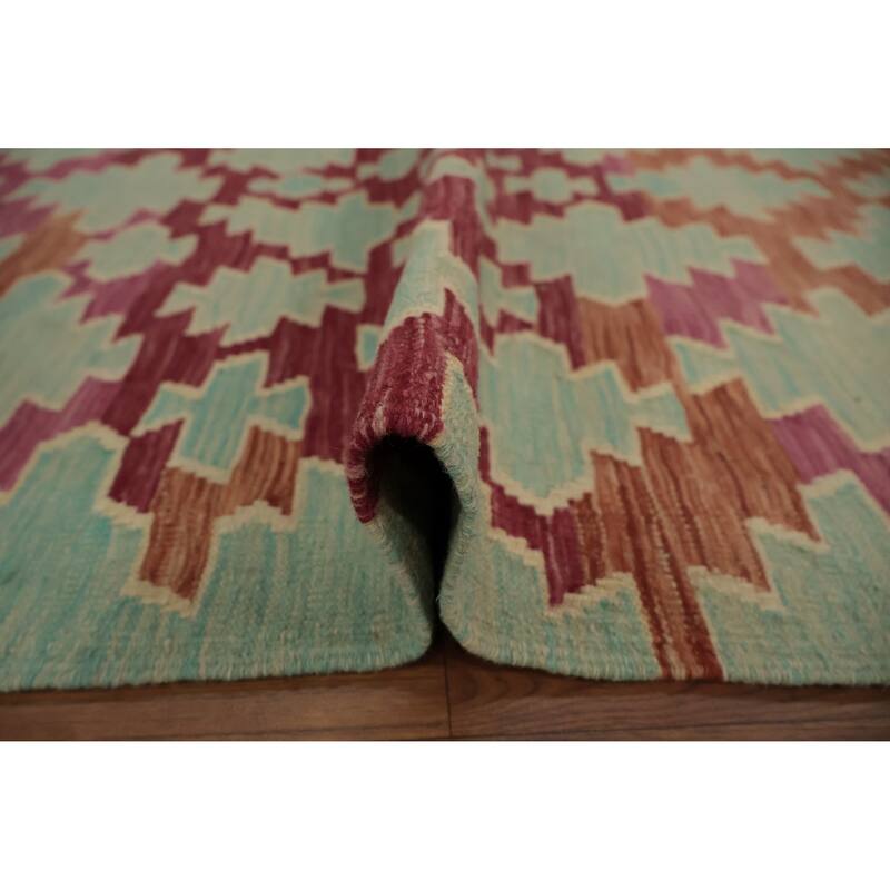 Hand Woven Oriental 100% Wool Carpet Southwestern All-Over Multi-Colored Kilim Area Rug - 8' 1'' X 5' 9''