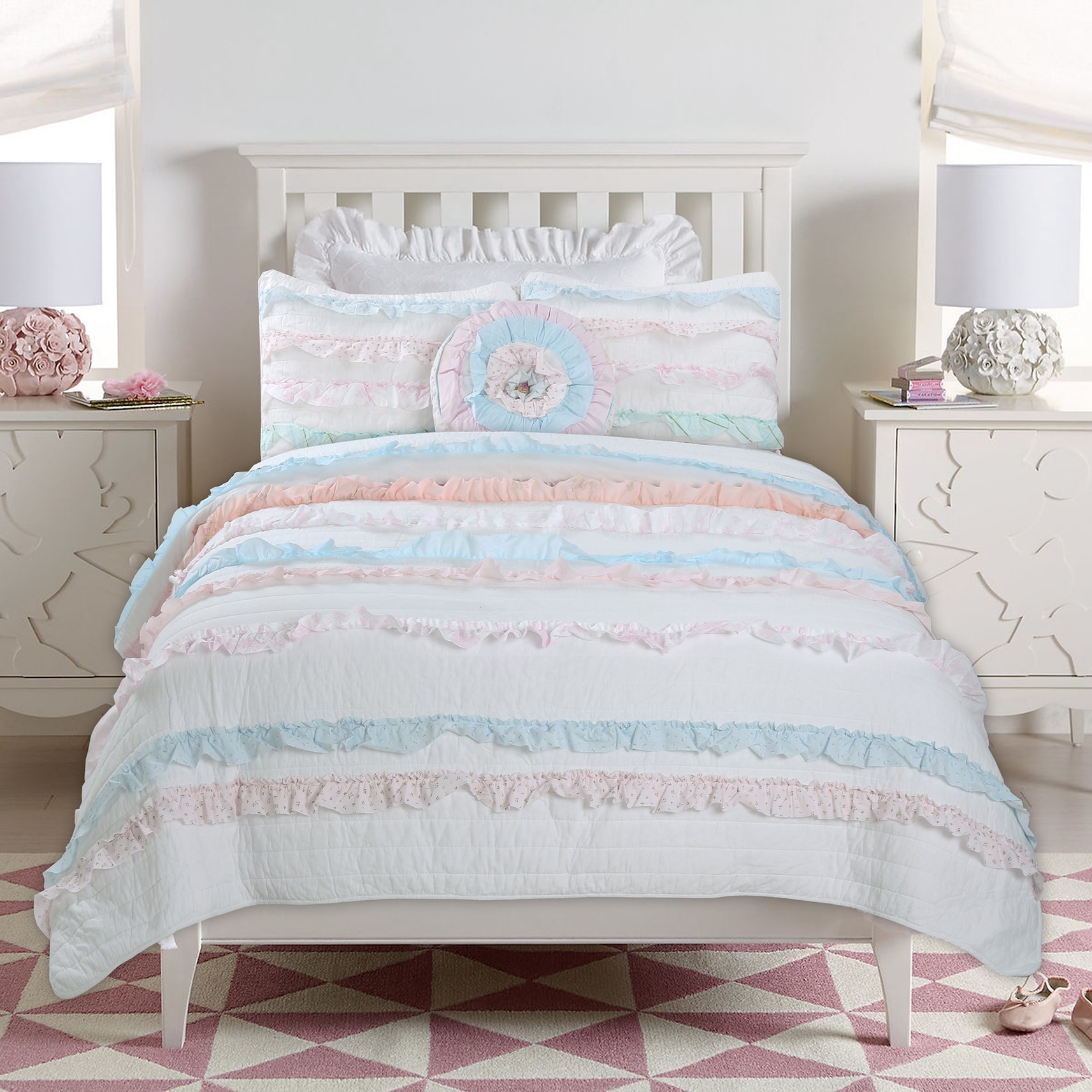 Cozy Line Tessa Ruffle Reversible Cottton Quilt Bedding Set