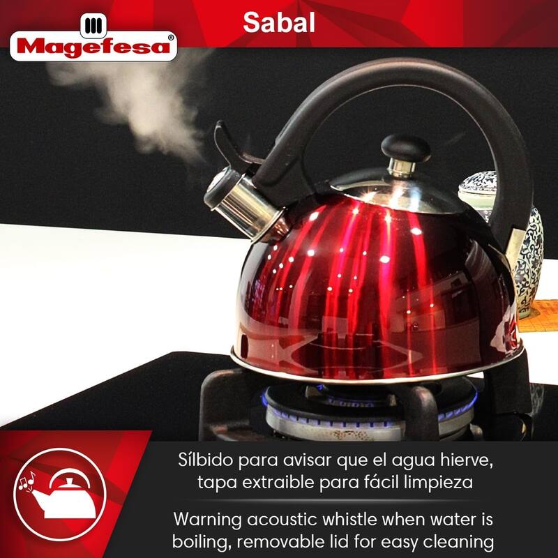 Magefesa Sabal Red Stainless Steel 2.1-quart Tea Kettle