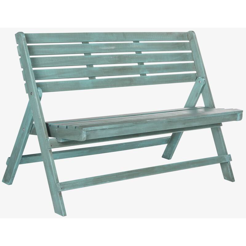 SAFAVIEH Outdoor Sherilyn Ash Grey Folding Bench - 48Wx24Dx32H