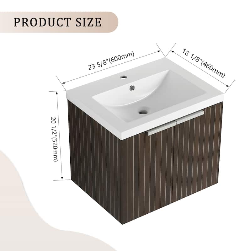 Beingnext 24"/30"/36" Bathroom Vanity with Sink, Floating Bathroom Vanity with 2 Soft Close Doors