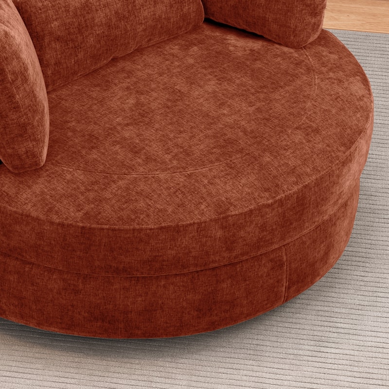 50.2"W Accent Barrel Chair,360° Swivel Club Chair with Metal Base