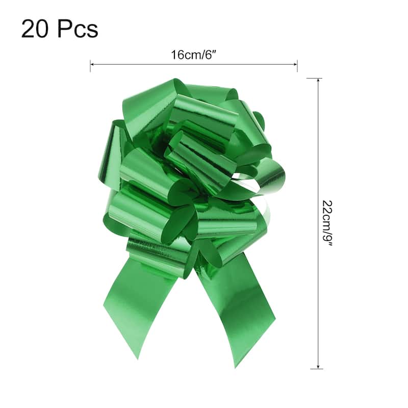 20pcs Metallic Large Big Pull Bow Gift Wrapping Bows Ribbon - Dark Green - 6 Inch