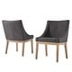 preview thumbnail 60 of 70, Voyager Button Tufted Slope Arm Linen Dining Chair (Set of 2) by iNSPIRE Q Artisan Natural Finish - Dark Grey