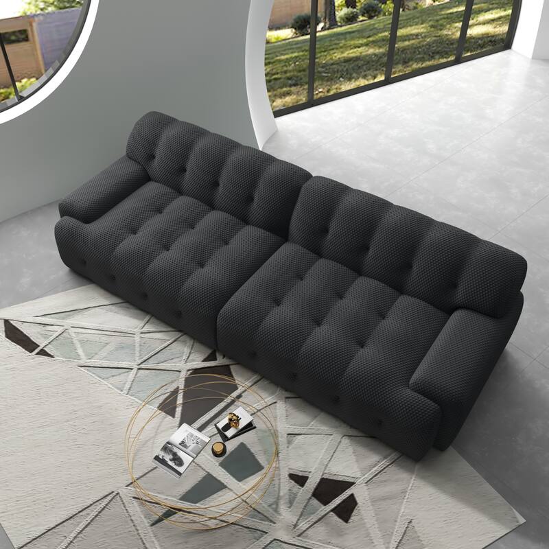 Modern Loveseat Sofa, Luxury 102.4″ Large Size 3 Seater Couch, Comfy Sectional Cloud Sofa Couches for Living Room, Bedroom - Black
