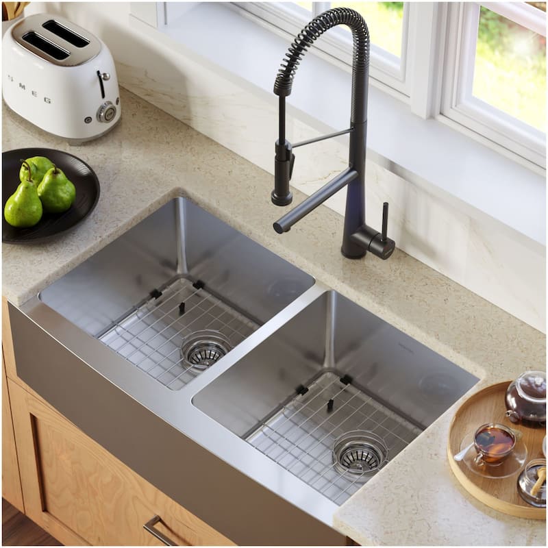 Karran USA EL-88-PK1 Elite 36" Farmhouse Double Basin Stainless Steel