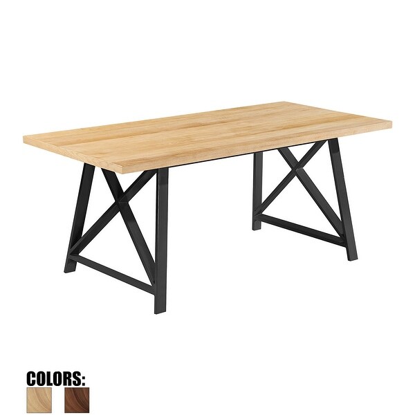 Shop 2xhome Table Only Natural Light Brown Wood Modern Table Steel Frame Metal Dining Table 71 Rectangle Gray Retro Vintage Overstock 13943608
