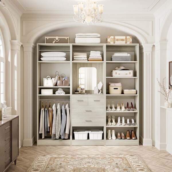 Cimly Freestanding Closet Organizer, Oak Veneer - On Sale - Bed