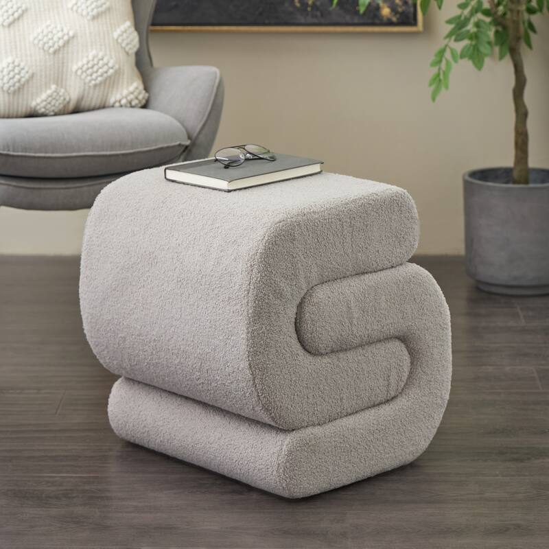White, Gray or Copper Polyester S- Shaped Room Ottoman with Connected Arches - Gray