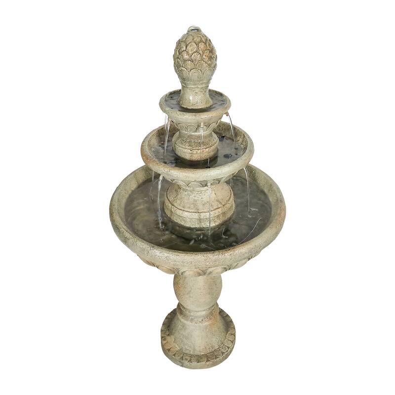 42.5" H Traditional Outdoor Water Fountain with Pineapple Finial