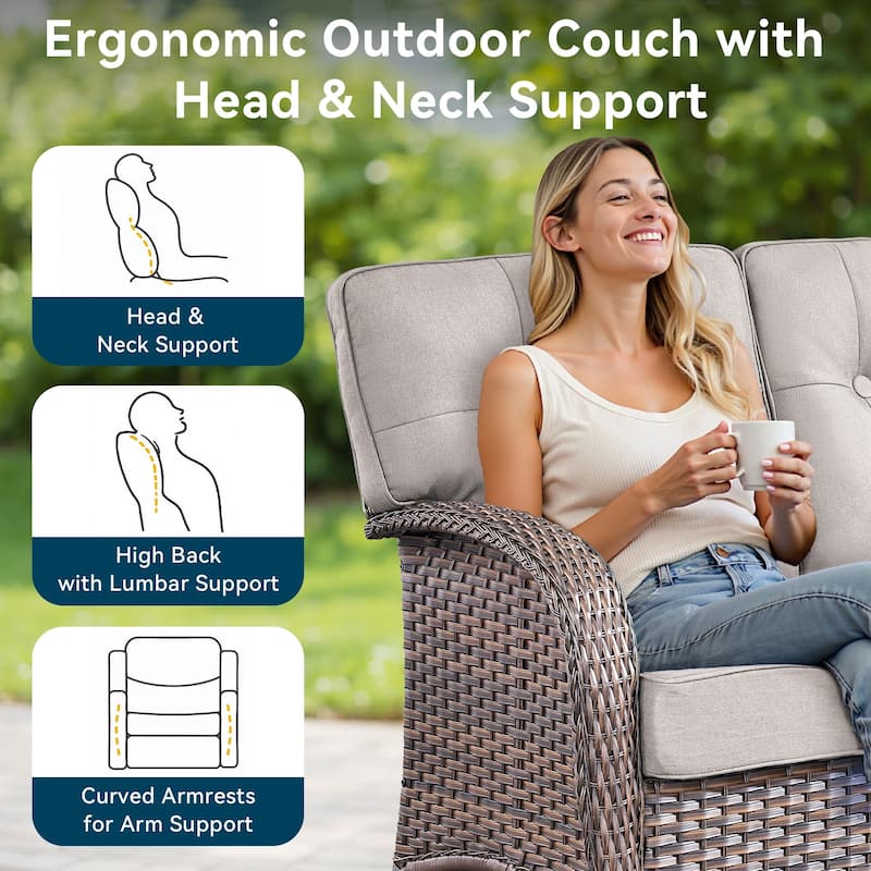 7 Pieces Pocassy Sofa Ottoman with Swivel Chairs