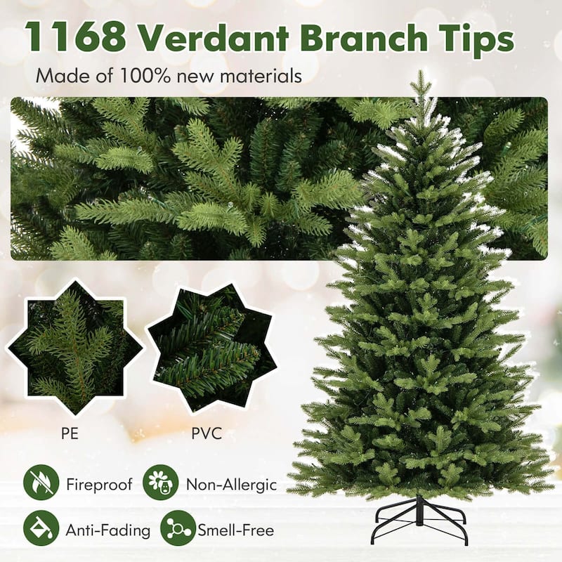 Costway 5/6/7 FT Artificial Xmas Tree with 844/1168/1646 Branch Tips - See Details