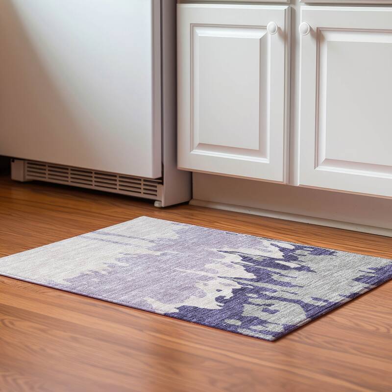 Premium Washable Super Soft Modern Drama Mayfield Rug - Purple - 1'8" x 2'6"