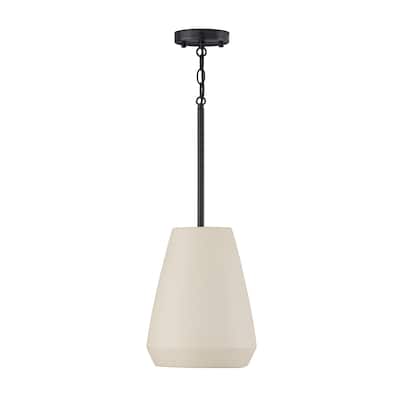 9.75" W x 13.25" H 1-Light Handcrafted Terracotta Pendant with Matte Black - 10"W x 13"H