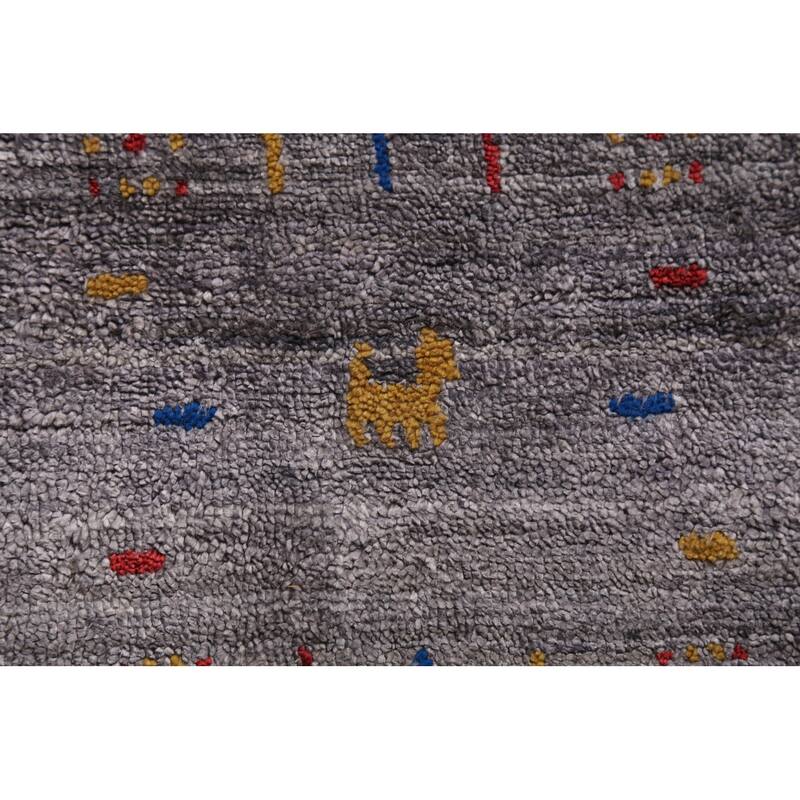 Gray Gabbeh Oriental Area Square Area Rug Handmade Silk Carpet - 9'11"x 10'7"