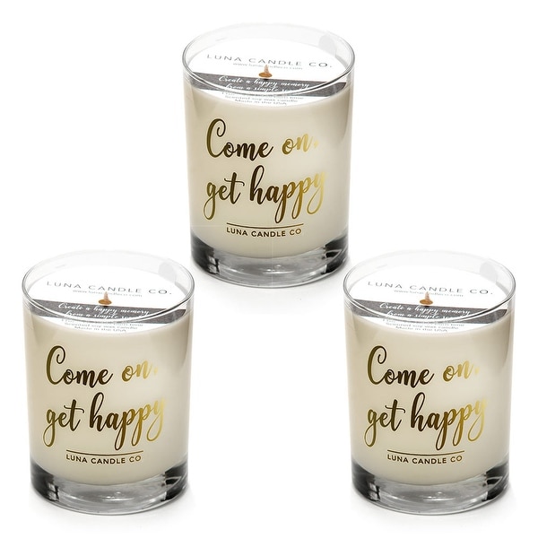 Natural Scented Vanilla Glass Candle, Soy Wax, Perfect Gift (3 Pack)