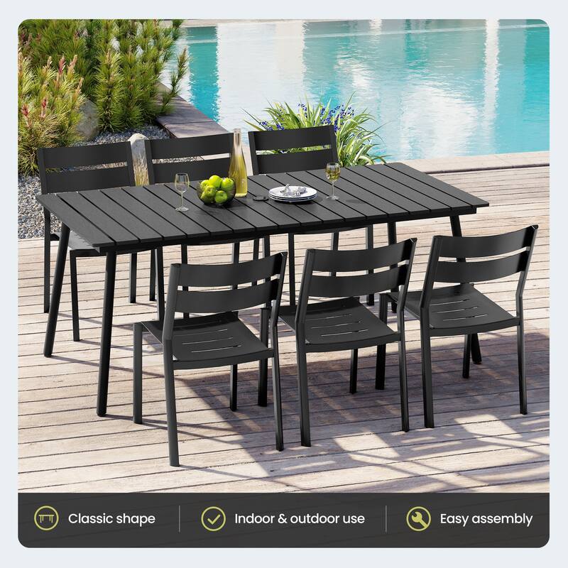 9/11-Piece Outdoor Patio Dining Set Aluminum Dining Table and Folding Chairs w/10 ft Umbrella and Base