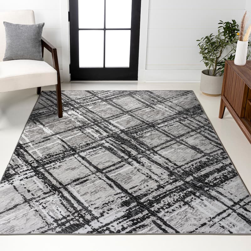 JONATHAN Y Tidal Modern Abstract Area Rug - 3 X 5 - Black/Gray