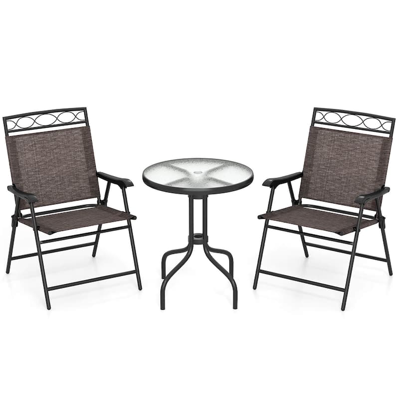 Costway 3 PCS Outdoor Bistro Dining Furniture Set with 1.57" Umbrella - See Details