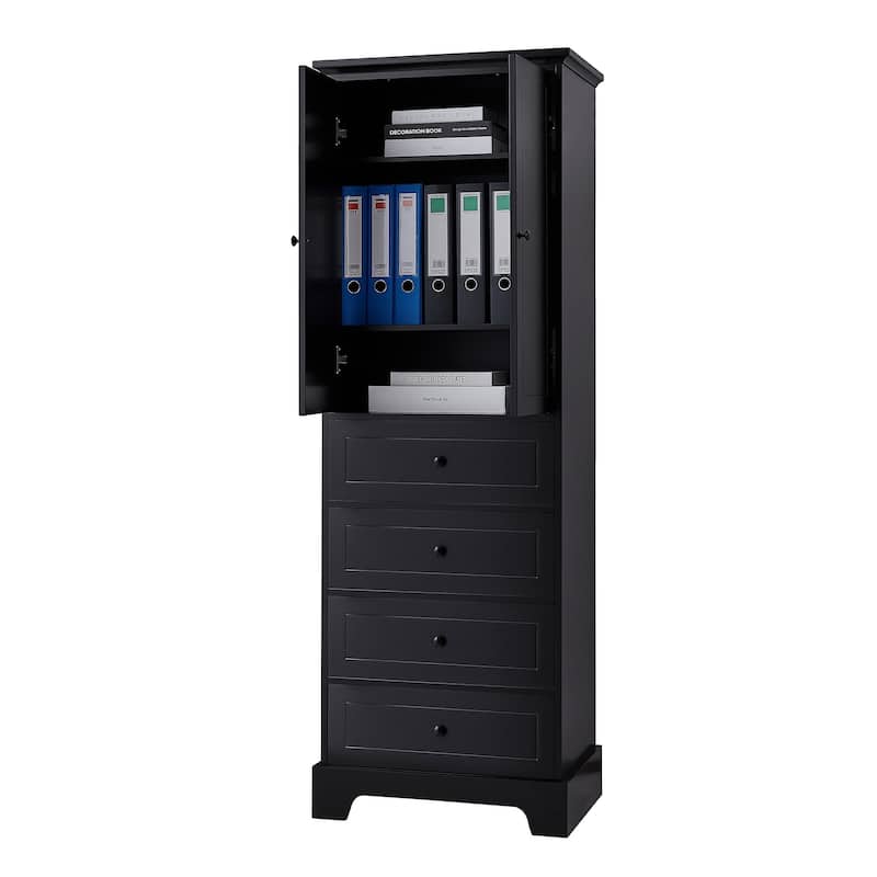 Tall Storage Cabinet with Doors and Drawers for Bathroom/Office