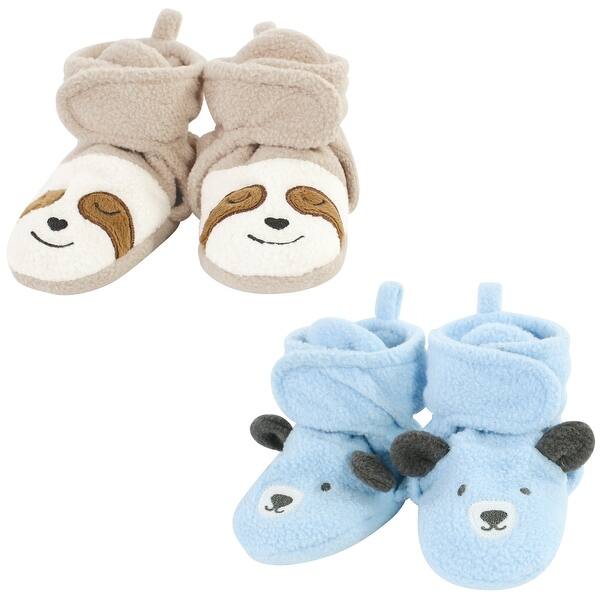 slide 1 of 1, Hudson Baby Cozy Fleece Booties, Sloth Bear, 2 Toddler - Sloth Bear Sloth Bear - 2