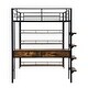 preview thumbnail 10 of 12, Full Size Sturdy Metal Loft bed Frame with Desk and Shelves