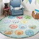 preview thumbnail 1 of 9, SAFAVIEH Kids Playhouse Machine Washable Slip Resistant Ronna Alphabet 5' x 5' Round - Green/Blue