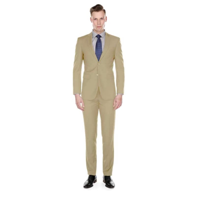 Braveman Men's Formal Two Piece 2-Piece Slim Fit Cut Suit Set - Tan - 50L