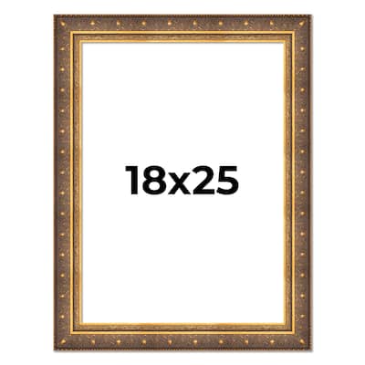 18x25 Frame Vintage Gold Solid Wood Picture Frame | 2.5 Inch Moulding