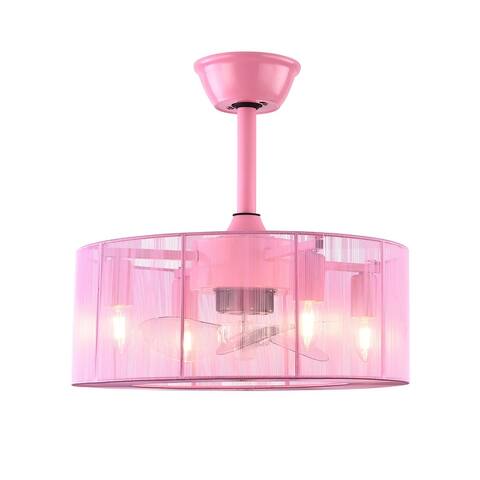 Contemporary 4-Light Silver Enclosed Ceiling Fan with Unique Shade