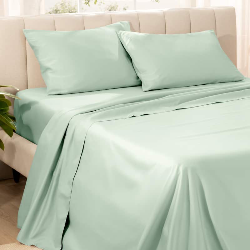 Bare Home Organic Cotton Sheet Set - Silky Smooth Sateen Weave - King - Willow