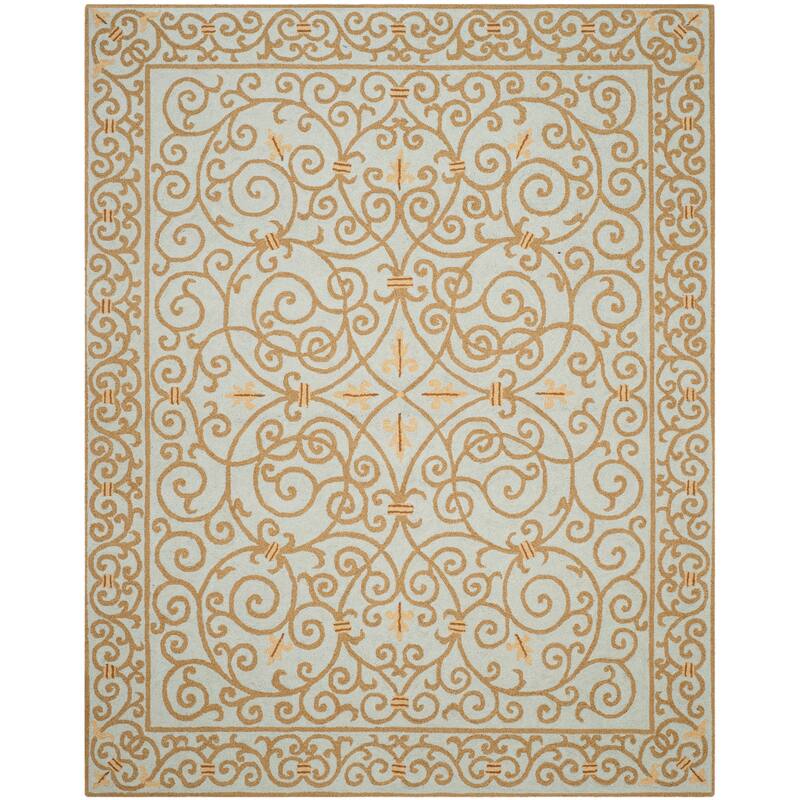 SAFAVIEH Hand-hooked Chelsea Joba Country Oriental Wool Rug - 8' x 10' - Light Blue - Runner/Rectangle