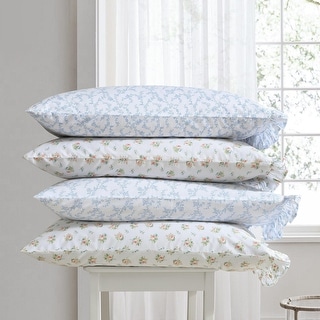 Laura Ashley Floral Ruffled Hem Cotton Sheet and Pillowcase Sets - Bed ...