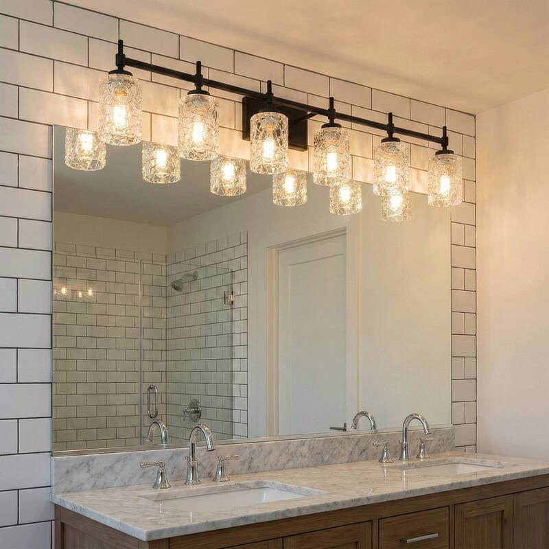 Acroma Dimmable Bathroom Vanity Light with Textured glass shade