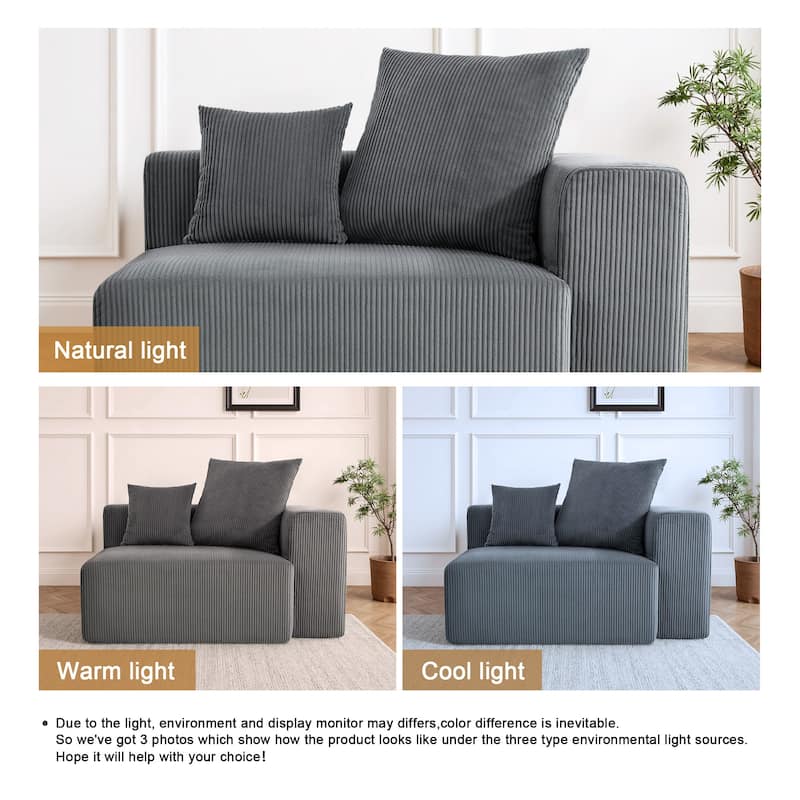 Corduroy Upholstered Modular Sectional Sofa with Ottoman