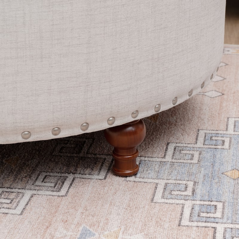 Madeleine Round Storage Ottoman Natural