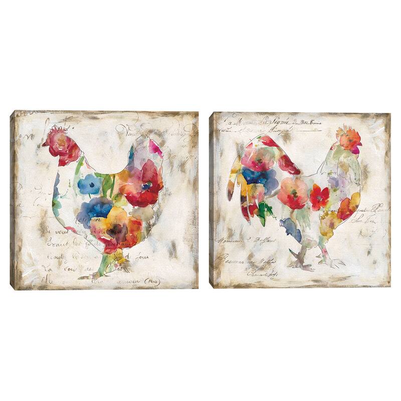 Flowered Chicks by Carol Robinson Canvas Art Prints