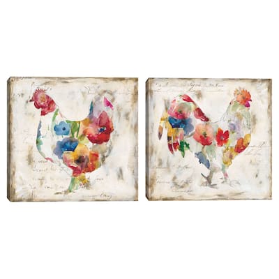 Flowered Chicks by Carol Robinson Canvas Art Prints