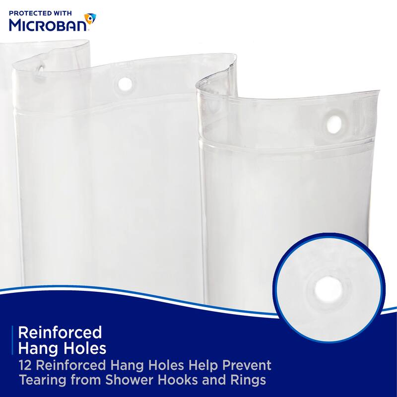 Kenney Microban Protected Lightweight PEVA Shower Liner, 70" W x 72" H, 2-Pack