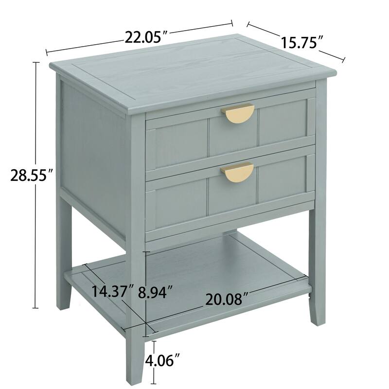 2-Drawer American Style Bedroom Side Table