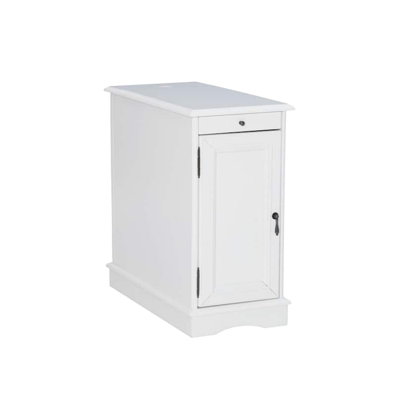 Rectangular Accent Table with USB and Storage Compartment - 24" - White