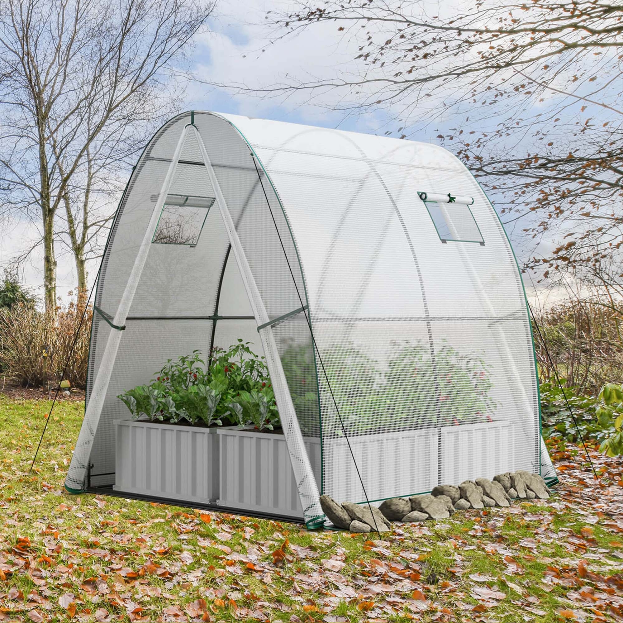 Costway Portable Greenhouse with 2 Zippered Doors 2 Roll-up Screen - See Details