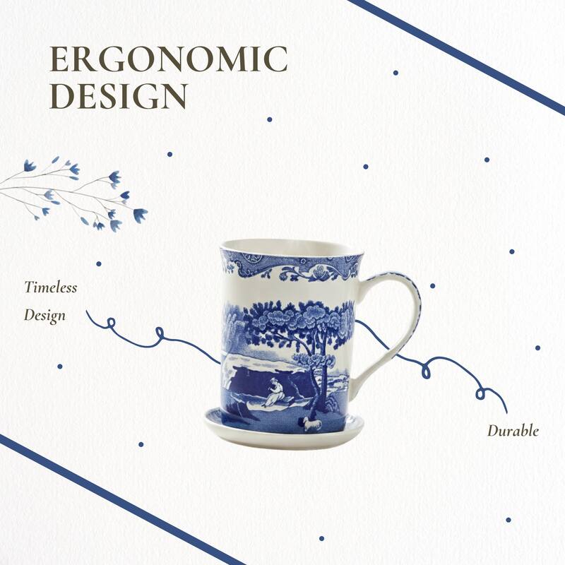 Spode Blue Italian Mug and Coaster Set