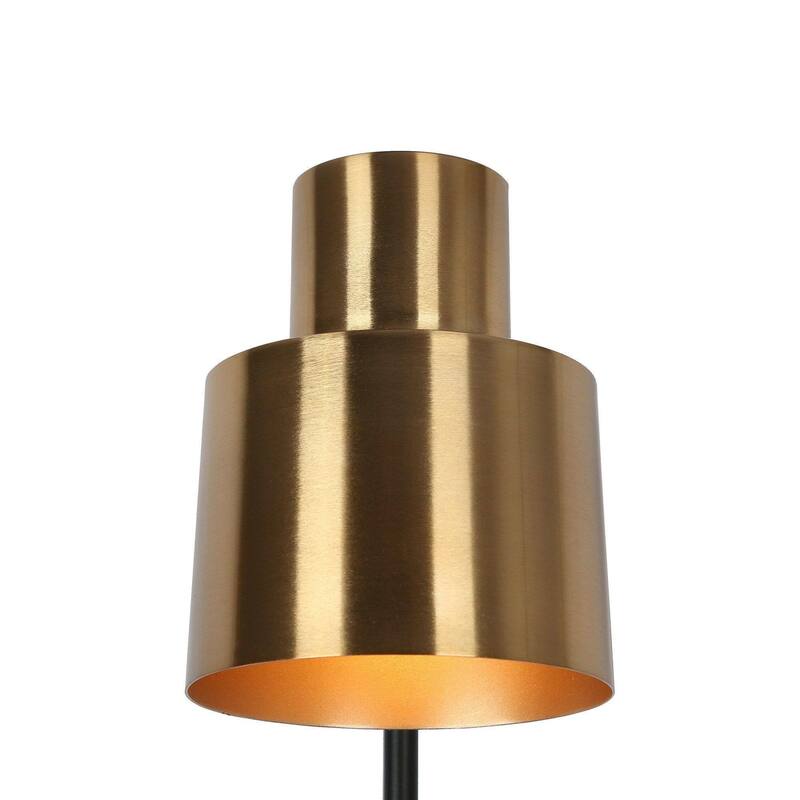 Modern Industrial 1-Light Metal Armed Wall Sconce in black and Gold Finish - 17 " H
