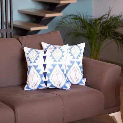 Mike & Co. Ikat Printed Throw Pillow Cover 18"x18" Set of 2