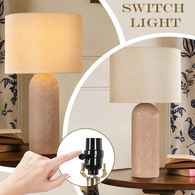 26.7" Ceramic Accent Table Lamp, Bedside Table Lamps With 3-way Dimming Switch