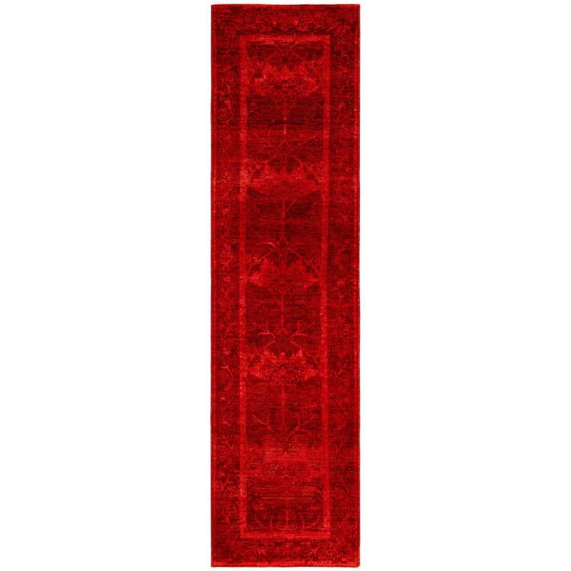 Overdyed One-of-a-Kind Hand-Knotted Area Rug - Red - 2' 6" x 9' 8"