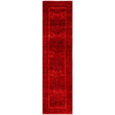 Overdyed One-of-a-Kind Hand-Knotted Area Rug - Red - 2' 6" x 9' 8"